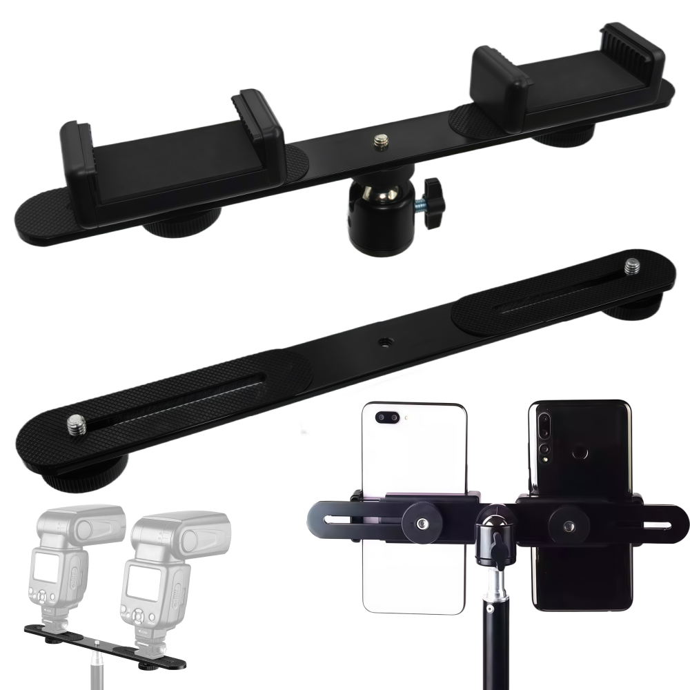 Photography Video Lighting Kit With Adjustable Tripod Stand - حامل فلاش مزدوج مقاس 1/4 بوصة