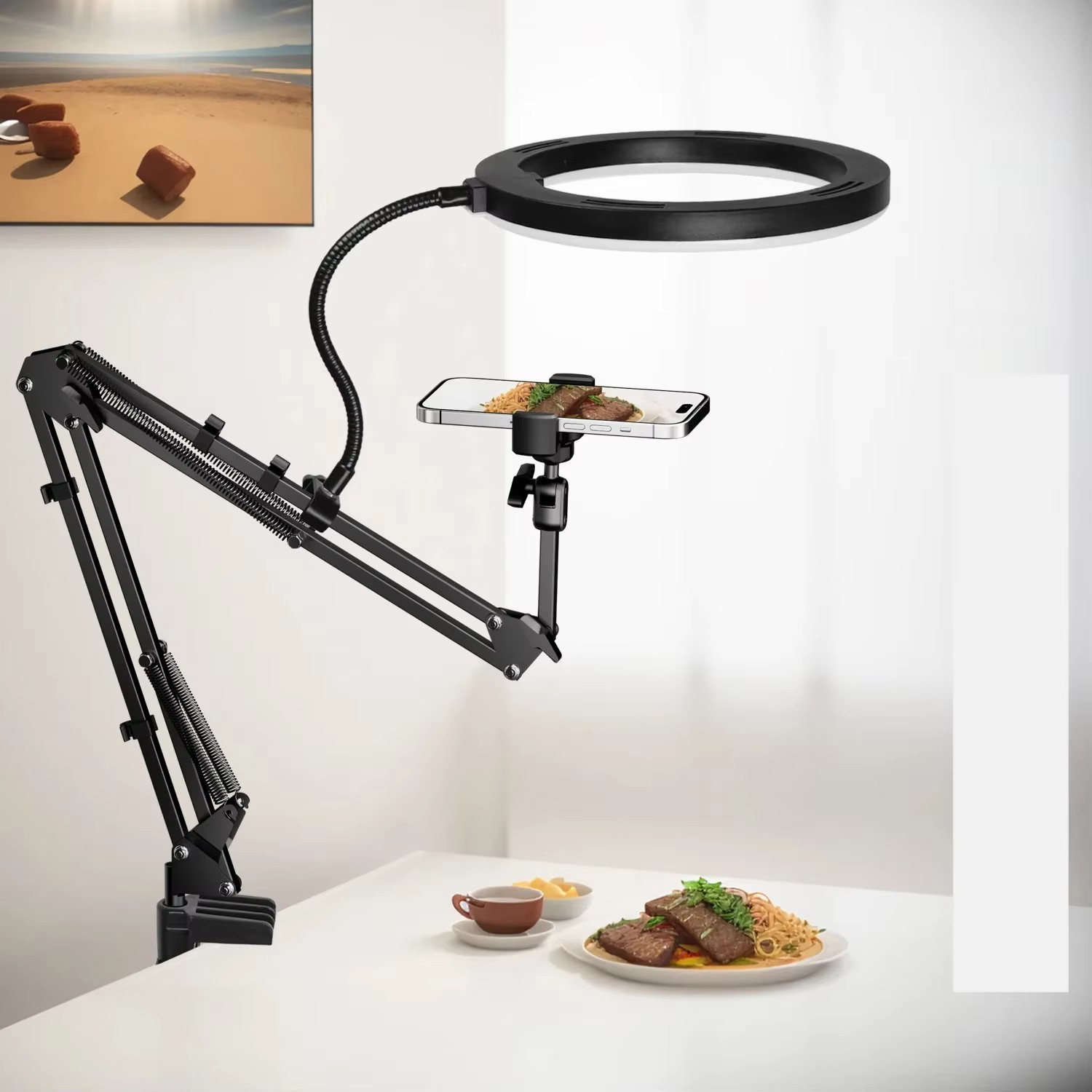 Photography Video Lighting Kit With Adjustable Tripod Stand - كاميرا تصوير ثابتة بإضاءة علوية احترافية