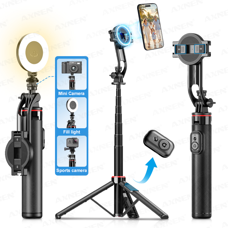 Photography Video Lighting Kit With Adjustable Tripod Stand - عصا سيلفي مغناطيسية قابلة للتمديد AXNEN