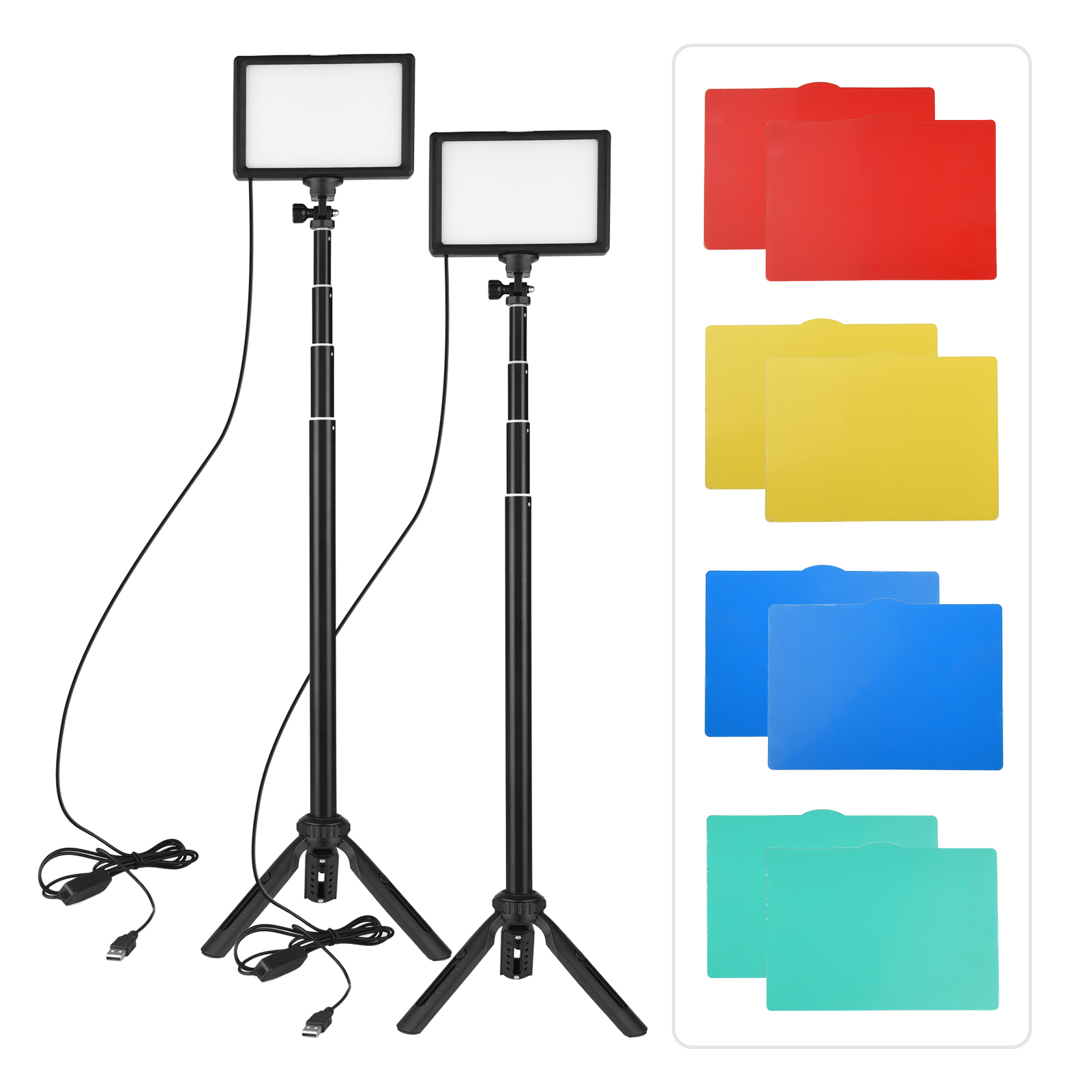 Photography Video Lighting Kit With Adjustable Tripod Stand - Andoer-LED مجموعة إضاءة الفيديو ، والإضاءة