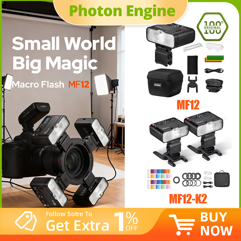 Photography Lighting Kit Godox - طقم فلاش ماكرو Godox MF12-K2 مع
