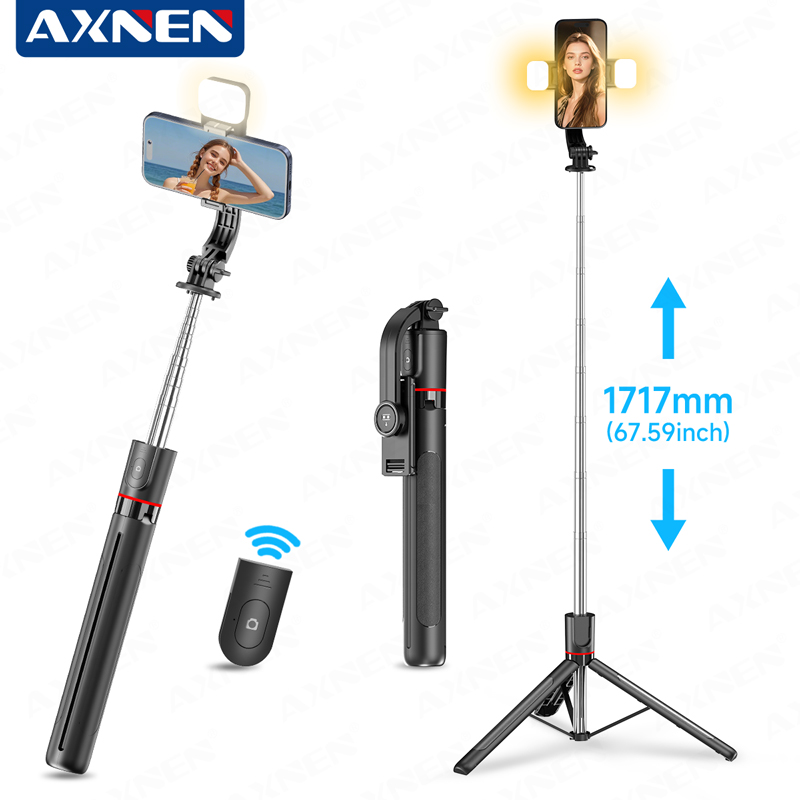 Photography Video Lighting Kit With Adjustable Tripod Stand - AXNEN F15 عصا سيلفي قابلة للتمديد