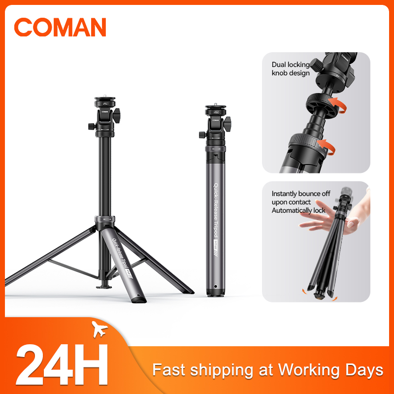 كومان MT68 بنقرة واحدة منبثقة  - مراجعة Photography Video Lighting Kit With Adjustable Tripod Stand وسعره