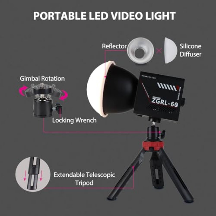 ضوء فيديو LED محمول بقوة 60 وا - مراجعة Photography Lighting Video وسعره