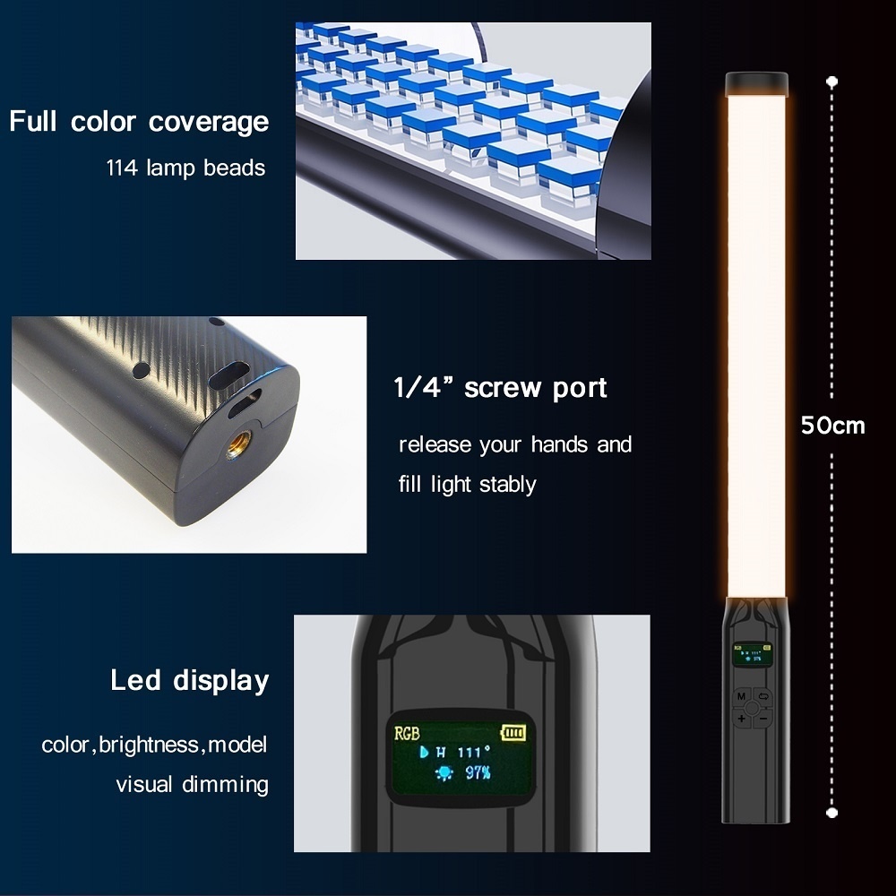 50 سنتيمتر RGB عصا ضوء عصا خفي - مراجعة Photography Types Of Lighting وسعره