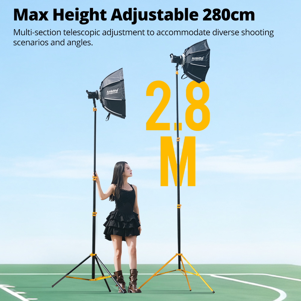 حامل إضاءة احترافي AMBITFUL GM - مراجعة Photography Video Lighting Kit With Adjustable Tripod Stand وسعره